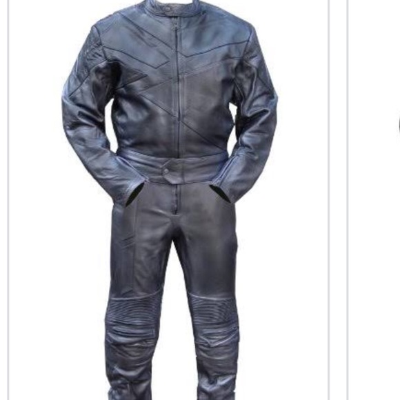 Black Leather Motorcycle Suit by Four Star - Picture 1 of 13